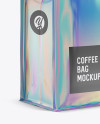 Holographic Foil Coffee Bag w/ a Tin-Tie Mockup - Halfside View