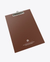 Plastic Clipboard With Paper Mockup - Half Side View (High-Angle Shot)