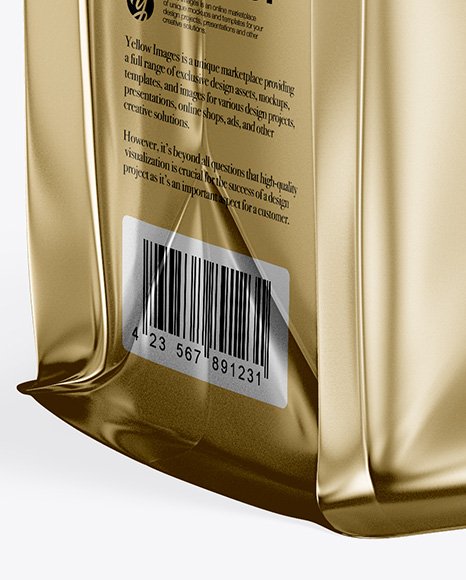 Metallic Food Bag Mockup - Half Side View