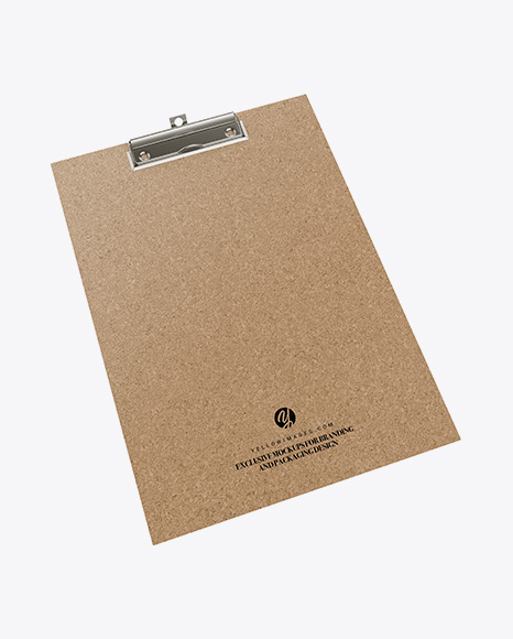 Cork Clipboard With Paper Mockup - Half Side View (High-Angle Shot)