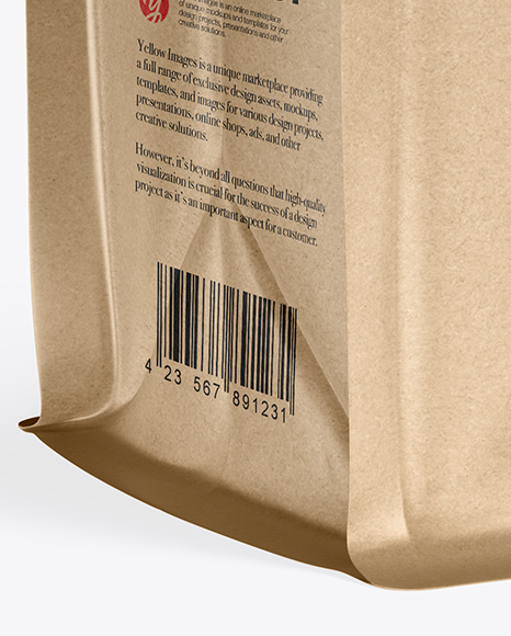 Kraft Food Bag Mockup - Half Side View