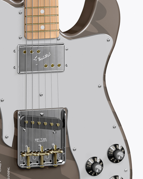 Electric Guitar with Wooden Fingerboard Mockup - Half Side View