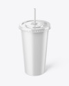 Matte Plastic Soda Cup Mockup (High-Angle Shot)