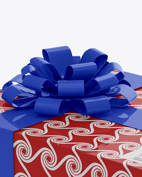 Glossy Gift Box Mockup - Half Side View