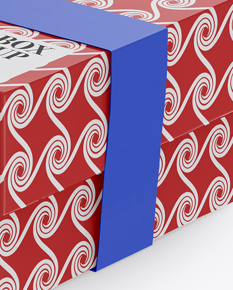 Glossy Gift Box Mockup - Half Side View