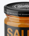 Glass Jar with Curry Sauce Mockup - Front View (High Angle Shot)