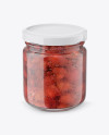 Glass Jar with Strawberry Jam Mockup - Front View (High Angle Shot)