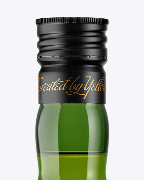 Green Glass Bottle With White Wine Mockup