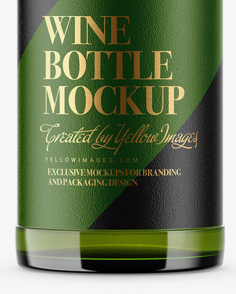 Green Glass Bottle With White Wine Mockup