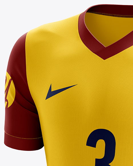 Men’s Soccer V-Neck Jersey mockup (Half Side View)