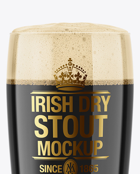 Willi Becher Glass with Irish Dry Stout Beer Mockup