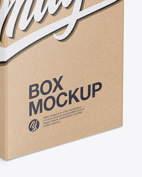 Kraft Box Mockup - Half Side View (High-Angle Shot)