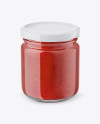 Glass Jar with Strawberry Marmalade Mockup - Front View (High Angle Shot)