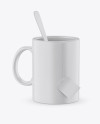 Matte Mug With Tea Bag &amp; Spoon Mockup (High-Angle Shot)