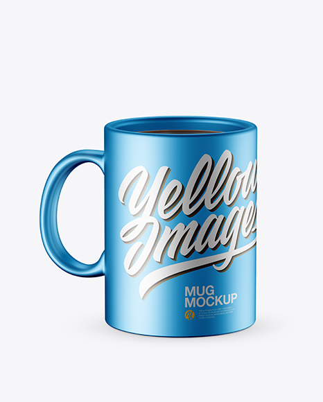 Metallic Mug With Tea Bag &amp; Spoon Mockup (High-Angle Shot)