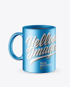 Metallic Mug With Tea Bag &amp; Spoon Mockup (High-Angle Shot)