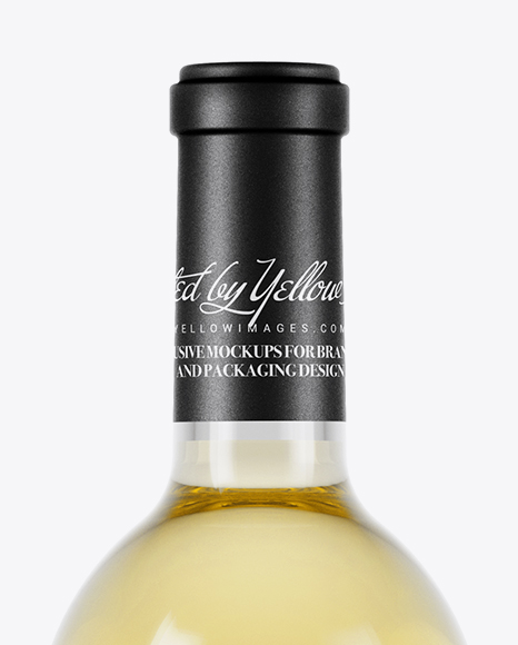 750ml Clear Glass White Wine Bottle Mockup