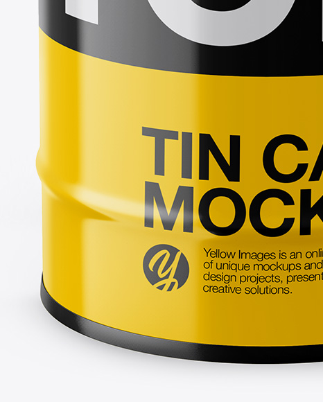 20L Tin Can with Opened Cap Mockup - Half Side View (High-Angle Shot)