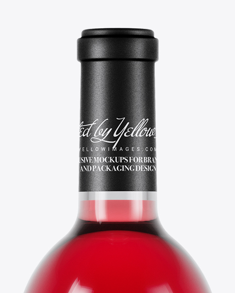 750ml Clear Glass Pink Wine Bottle Mockup
