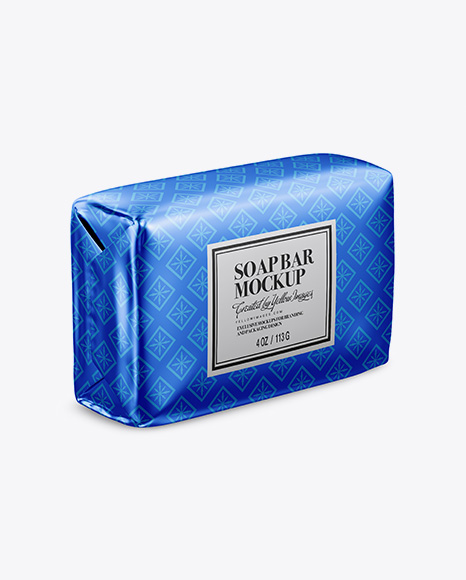 Metallic Soap Package Mockup - Half Side View Metallic Soap Package Mockup - Half Side View