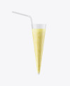 Plastic Cup w/ Banana Smoothie and Straw Mockup