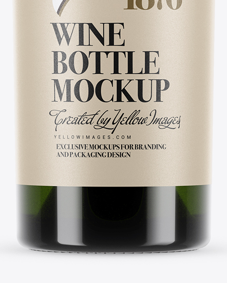 750ml Green Glass White Wine Bottle Mockup