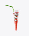 Plastic Cup w/ Watermelon Smoothie and Straw Mockup