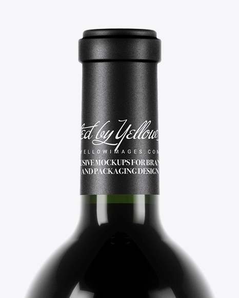 750ml Dark Green Glass Bottle With Red Wine Mockup