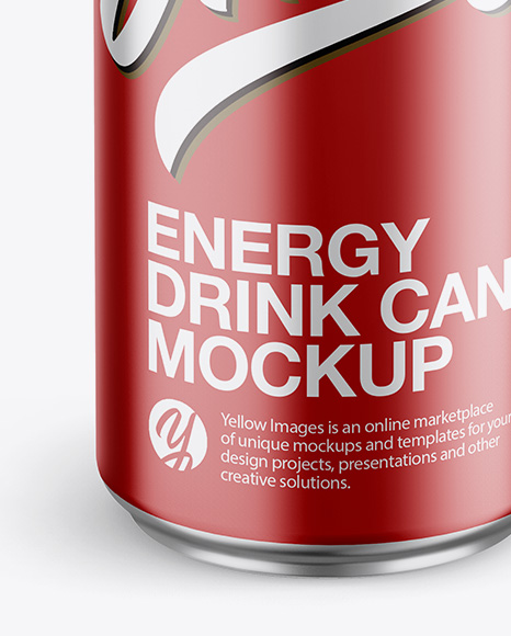 Aluminium Can With Metallic Finish Mockup - Front View (High-Angle Shot)