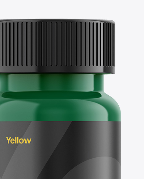 Glossy Plastic Pills Bottle Mockup - Front View