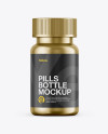 Metallic Pills Bottle Mockup - Front View Metallic Pills Bottle Mockup - Front View