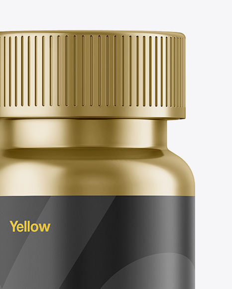Metallic Pills Bottle Mockup - Front View Metallic Pills Bottle Mockup - Front View