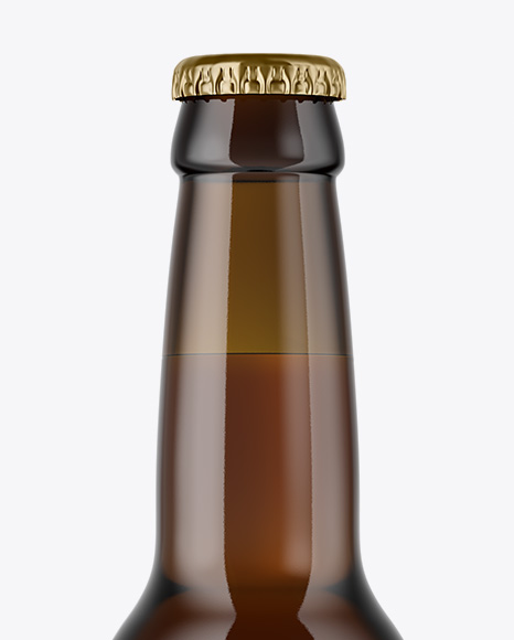 330ml Amber Glass Bottle with Lager Beer Mockup