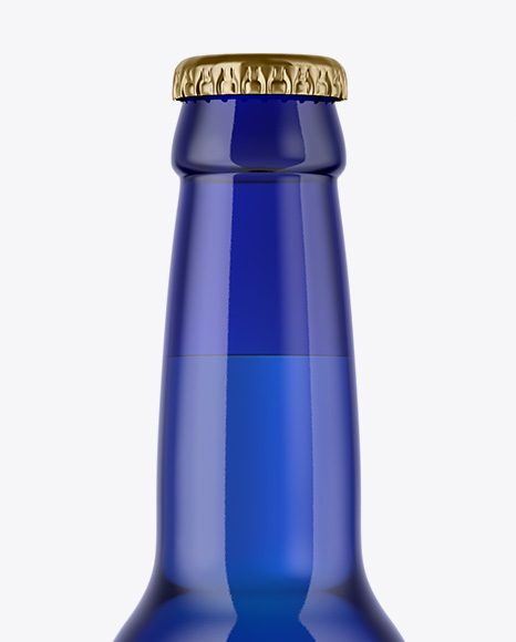 330ml Blue Glass Bottle Mockup