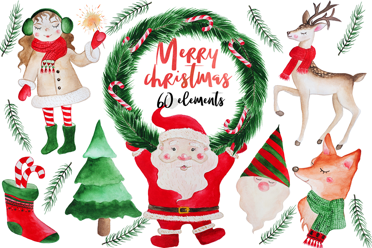 Merry Christmas Watercolor Set Merry Christmas Watercolor Set