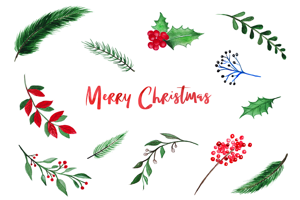 Merry Christmas Watercolor Set Merry Christmas Watercolor Set