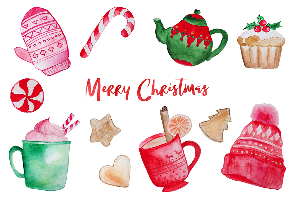 Merry Christmas Watercolor Set Merry Christmas Watercolor Set