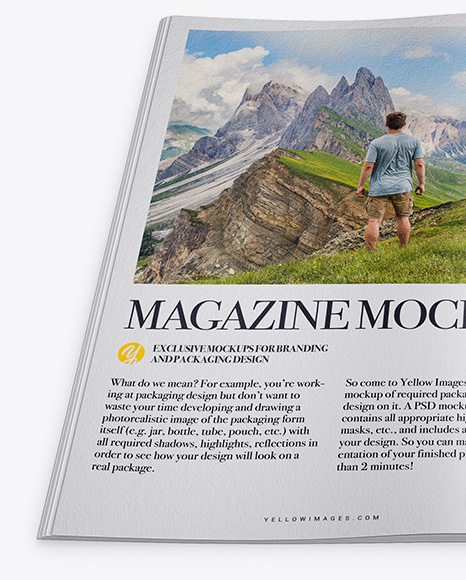 Opened Textured Magazine Mockup - High Angle Shot