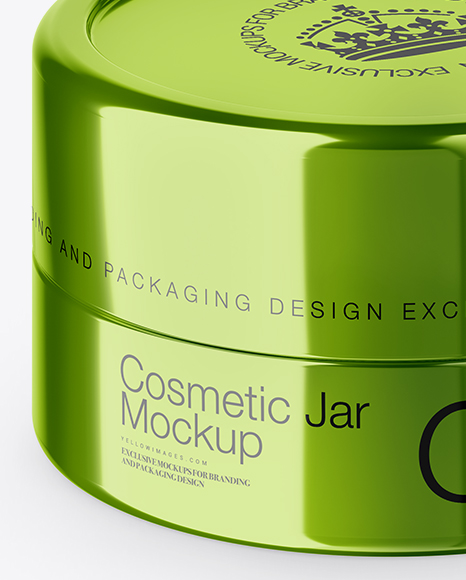 Metallic Cosmetic Jar Mockup (High-Angle Shot)