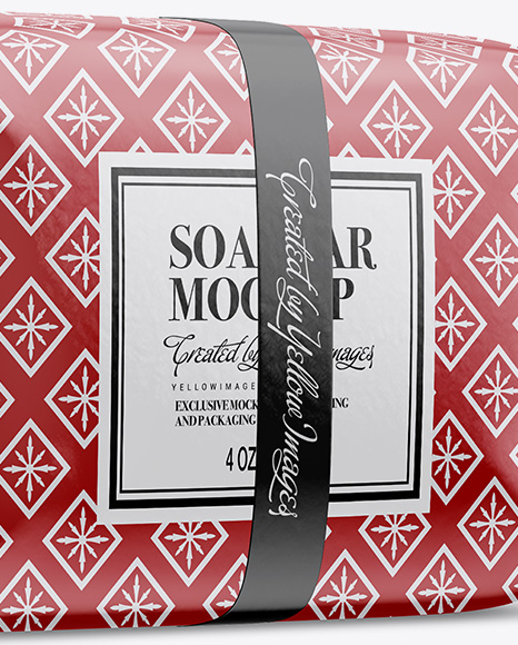 Glossy Soap Bar Package Mockup - Half Side View