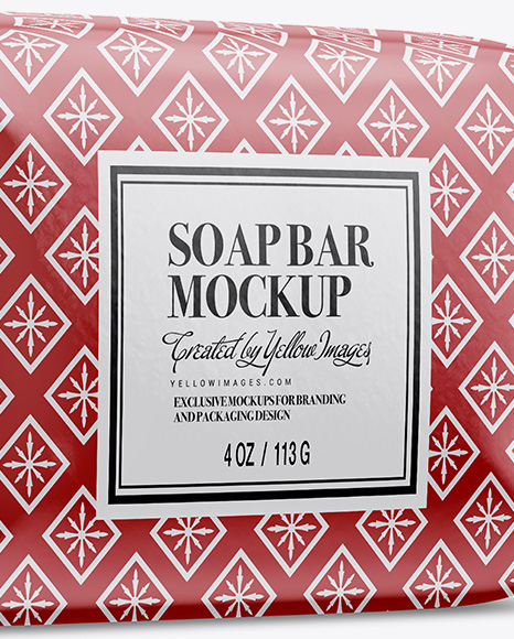 Glossy Soap Bar Package Mockup - Half Side View