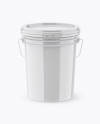 Glossy Plastic Paint Bucket Mockup (High-Angle Shot)