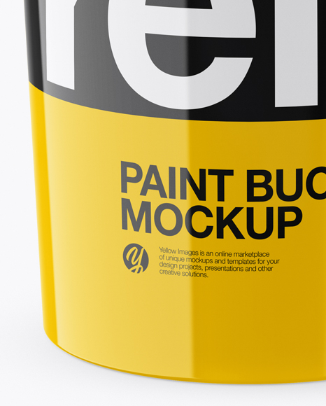 Glossy Plastic Paint Bucket Mockup (High-Angle Shot)