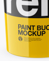 Glossy Plastic Paint Bucket Mockup (High-Angle Shot)