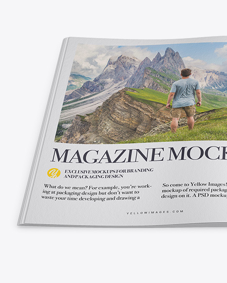 Opened Textured Magazine Mockup - High Angle Shot