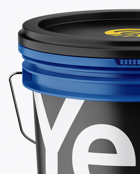 Matte Plastic Paint Bucket Mockup (High-Angle Shot)