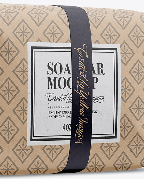 Kraft Soap Bar Package Mockup - Half Side View