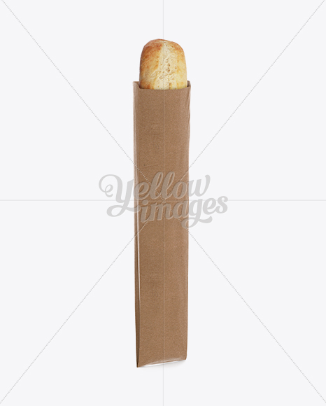 Long Loaf of Bread in Kraft Paper Bag Mockup