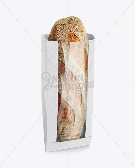 White Paper Bread Bag w/ Window Mock-Up