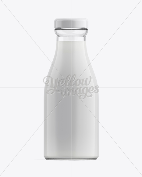 Glass Bottle of Milk Mockup